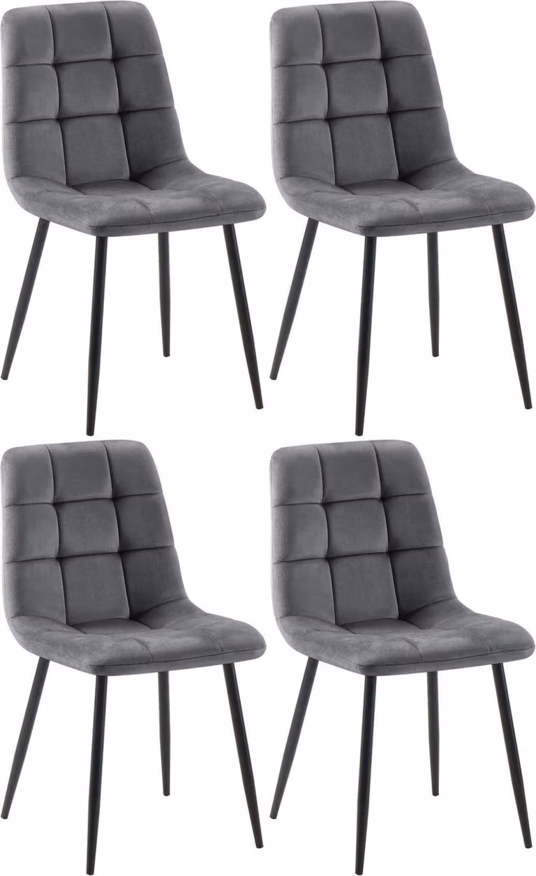 set di 4 sedie da pranzo - sedie da pranzo - posizione di seduta comoda, facile da pulire | colore: grigio scuro. Materiale: morbido