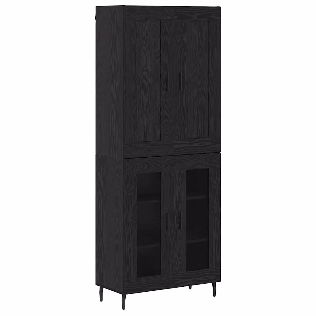 Set di 2 credenze moderne vidaXL in rovere e nero, L: 69,5 cm, P: 34 cm, H: 180 cm – 2