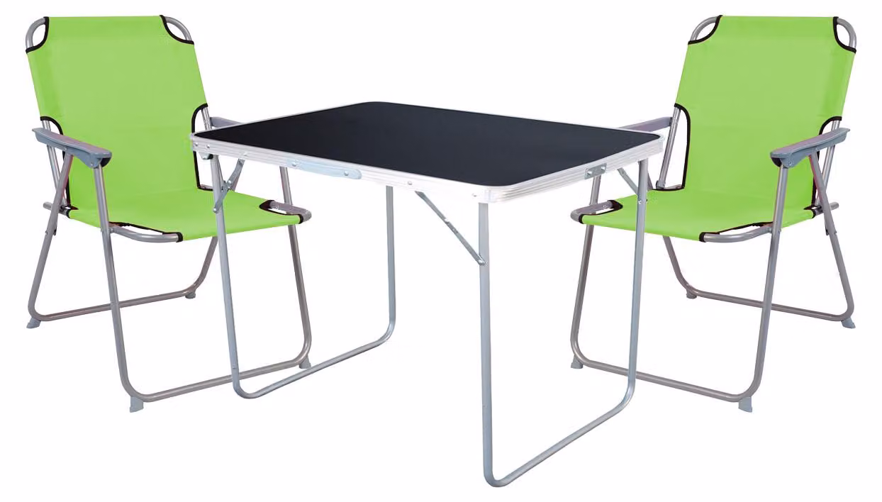 set da campeggio 3 pezzi tavolo da campeggio + 2 sedie da campeggio sedia pieghevole verde lime
