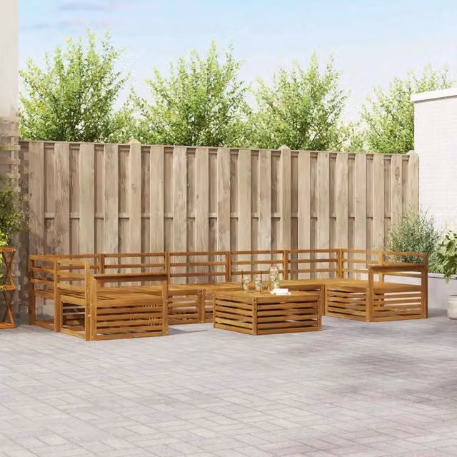 Set di divani da esterno 8 pz Naturale Legno di Acacia Massello 3373164