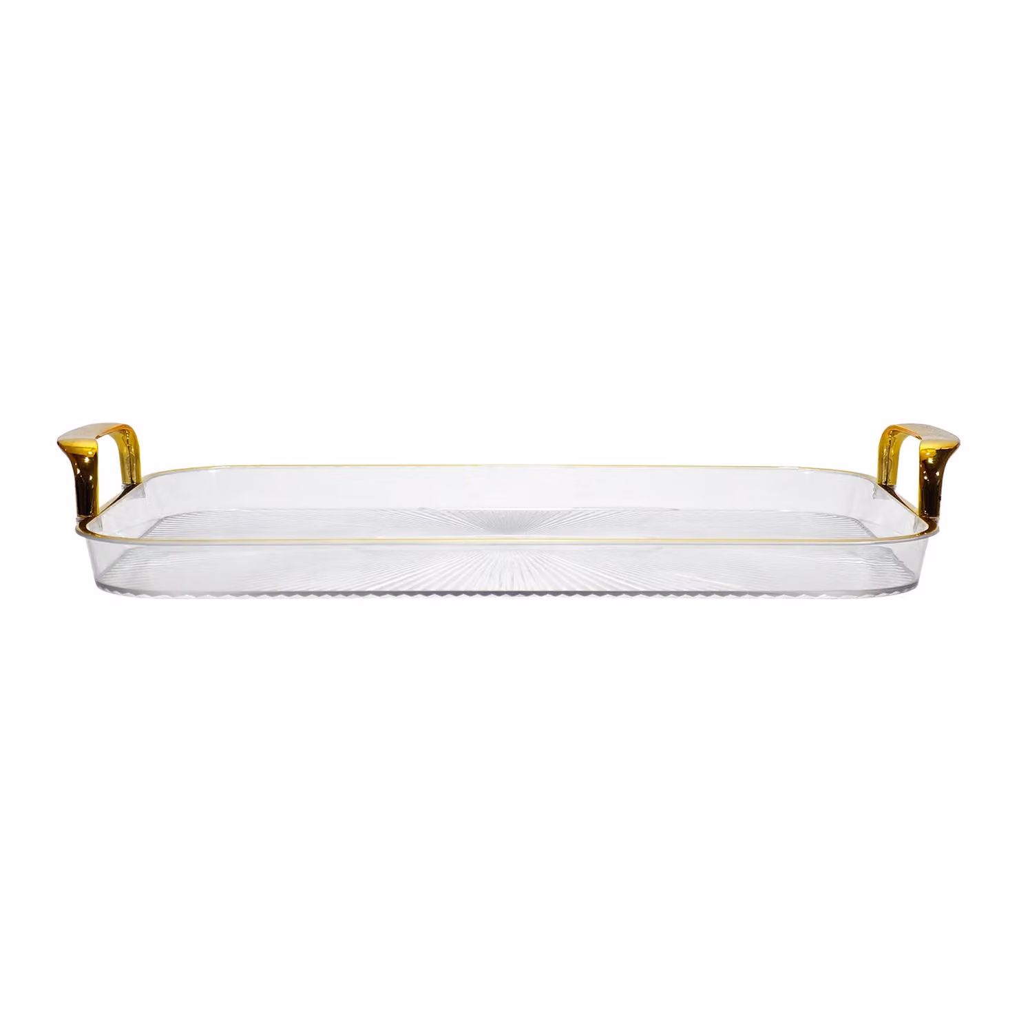 Vassoio Rettangolare Trasparente con Manici Oro VESTIAMO CASA L: 43 cm, P: 26,5 cm – 1
