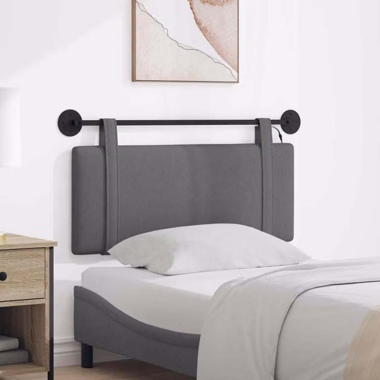 Testiera da letto sospesa vidaXL in tessuto grigio con illuminazione integrata e pannello imbottito