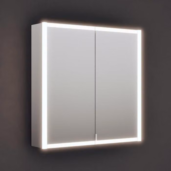 Armadio a specchio burgbad RL20, 81 cm, con cornice illuminata in vetro trasparente