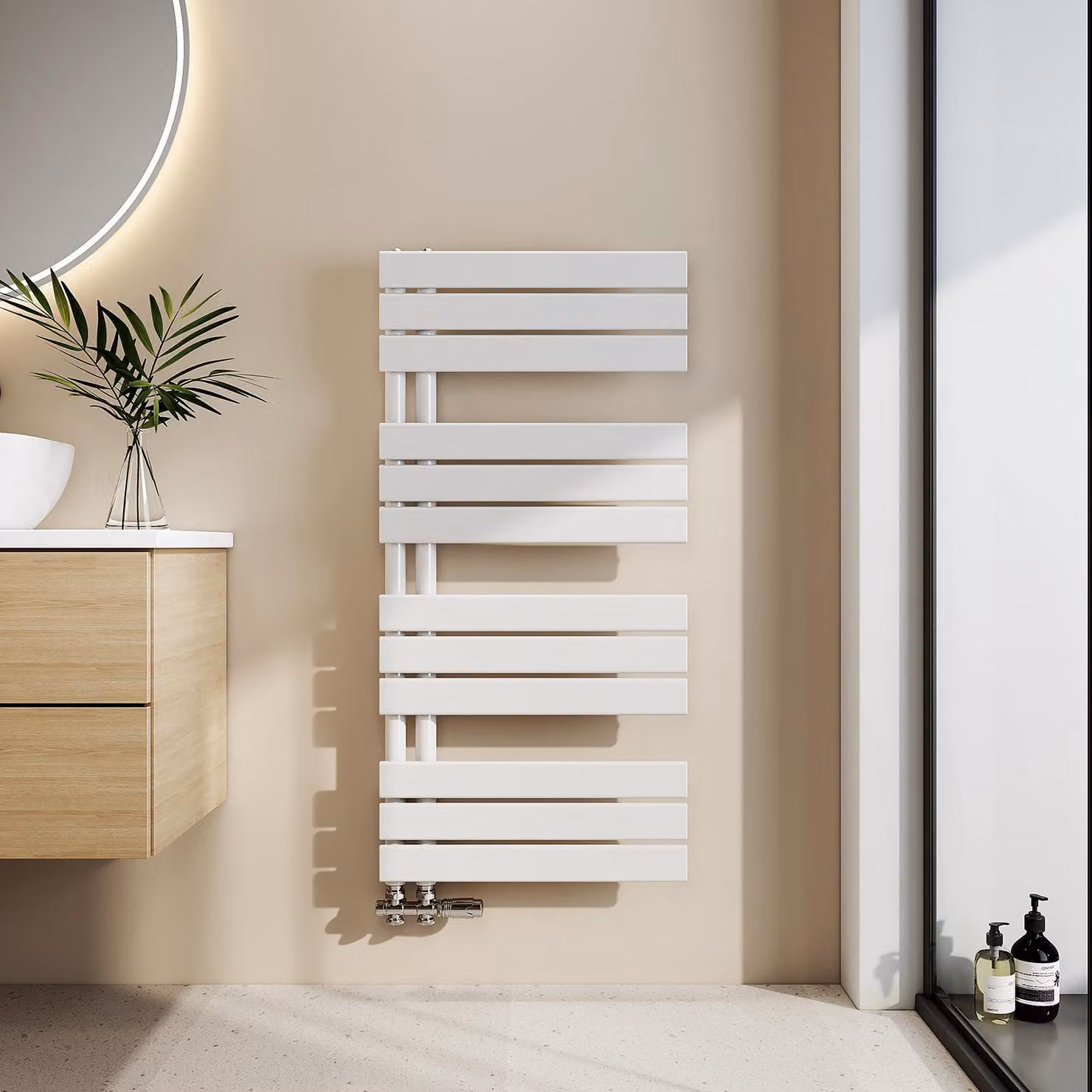 EMKE Radiatore da bagno Radiatore a pannello Attacco laterale Montaggio a parete Acqua calda Asciugamani elettrico Scaldasalviette 1041 x 500 mm Bianco senza resistenza elettrica