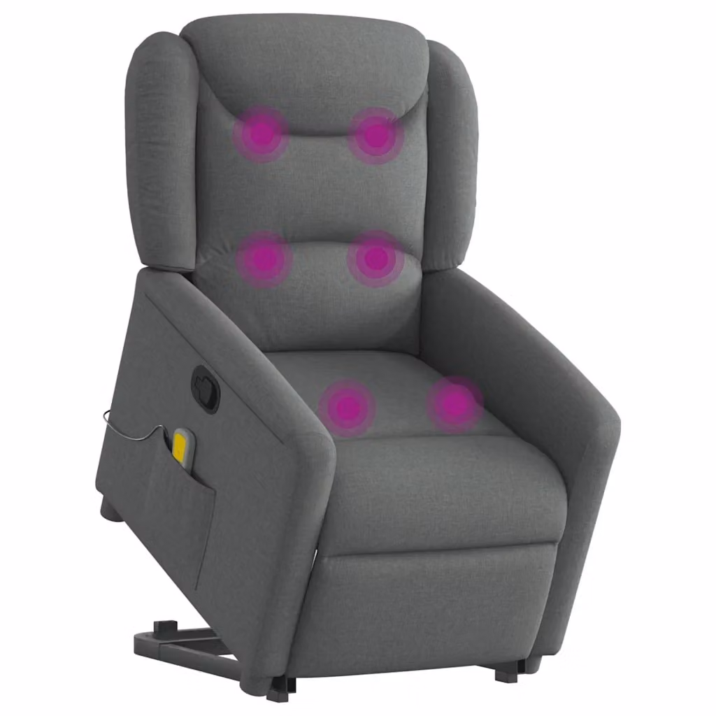 Poltrona Alzapersona Reclinabile con Massaggio vidaXL in Tessuto Grigio per Senior – 2