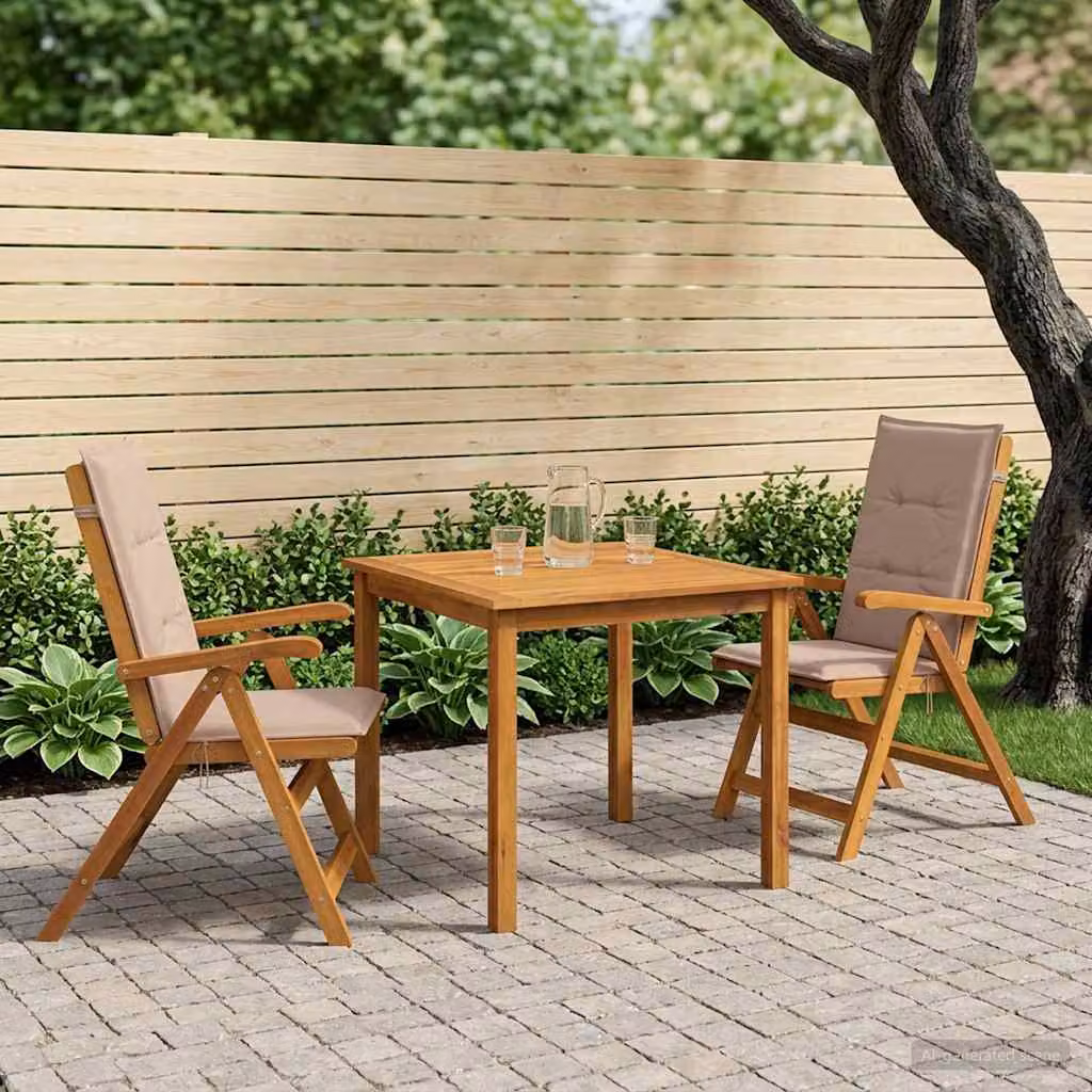 Set da pranzo da giardino vidaXL in legno di acacia oliato, 3 pezzi per 2 persone, colore beige/marrone