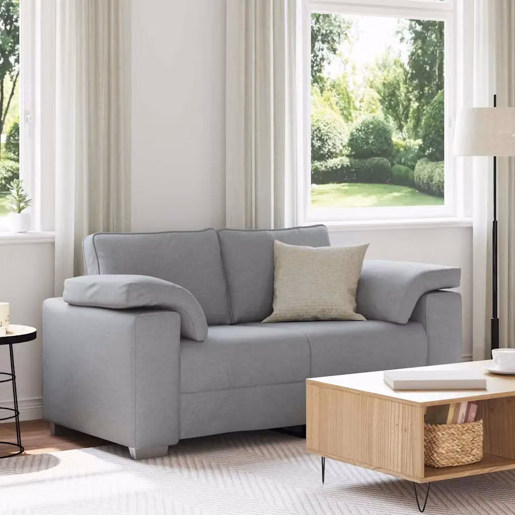 vidaXL Divano a due posti moderno in tessuto Grigio con struttura mista per soggiorno