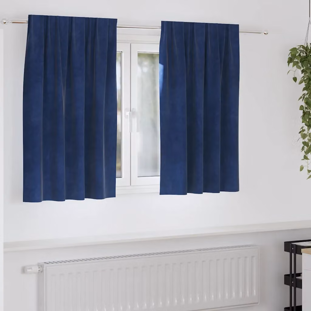 Set di 2 tende oscuranti vidaXL in velluto blu, L 140 cm x H 140 cm