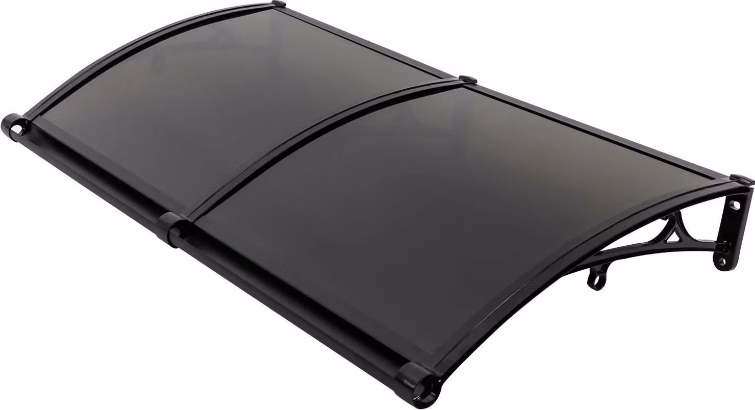 Tettoia per porte e finestre - Tettoia curva per la pioggia - Dimensioni 120 x 60 cm - Portata 200 kg - Copertura ≤5 m² - Nero