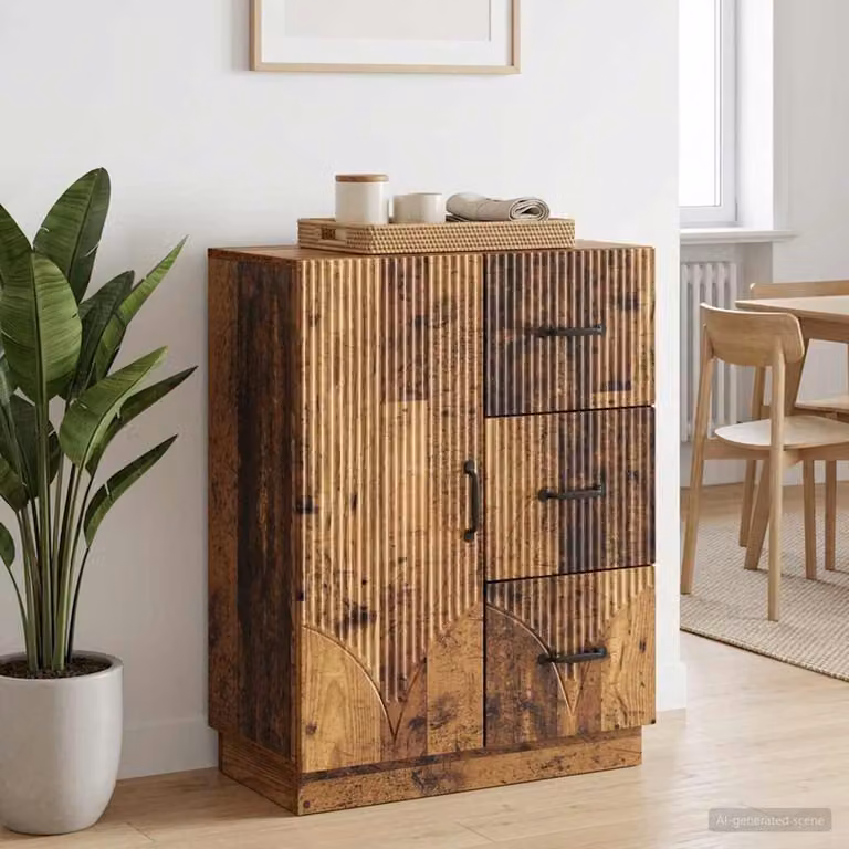 Credenza vidaXL in legno ingegnerizzato stile rustico color marrone L: 66 cm, P: 34,5 cm, H: 87 cm