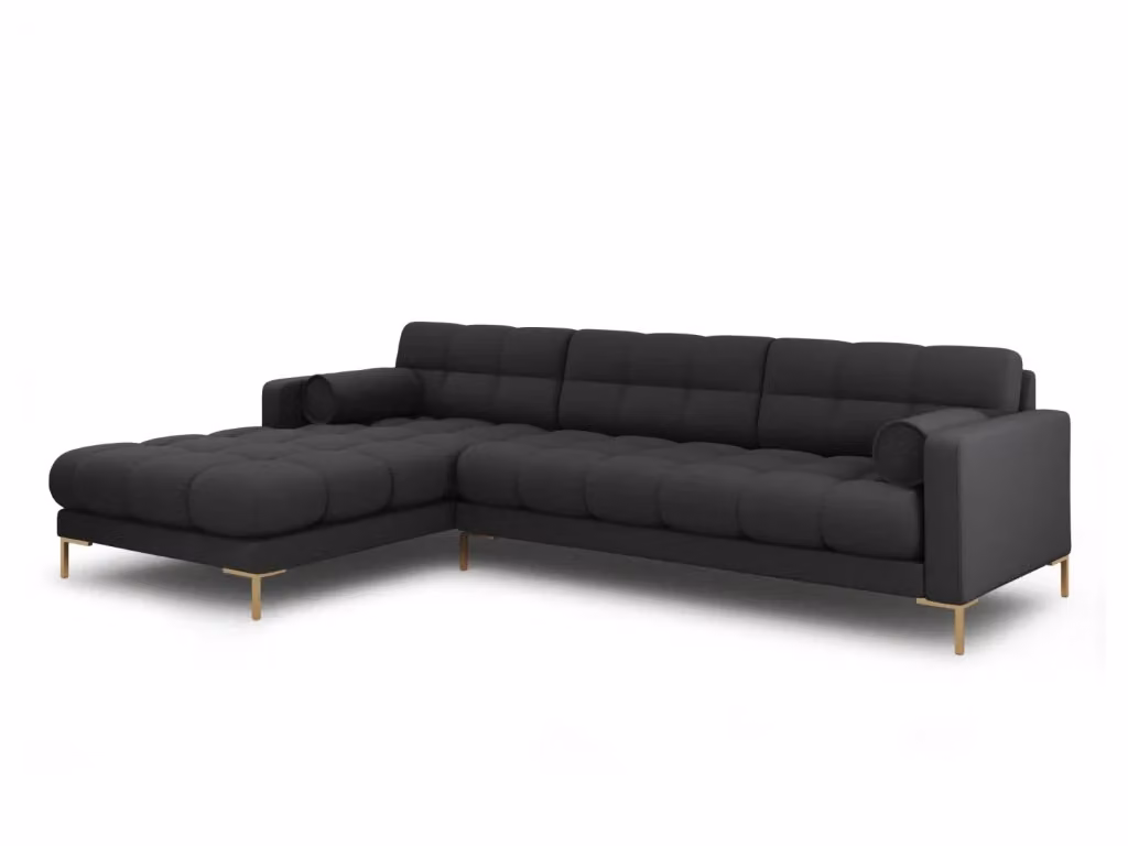 Divano angolare sinistro Bali di Cosmopolitan Design, modello a 5 posti in tessuto strutturato grigio scuro, L: 293 cm, P: 185 cm, H: 75 cm – 2
