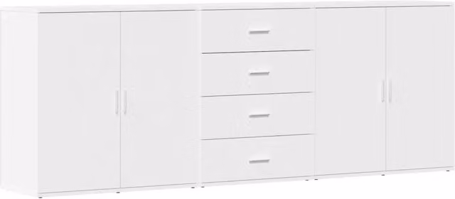 Credenze 3 pz | Madia | Buffet da pranzo | Armadio da pranzo Bianco in Legno Multistrato
