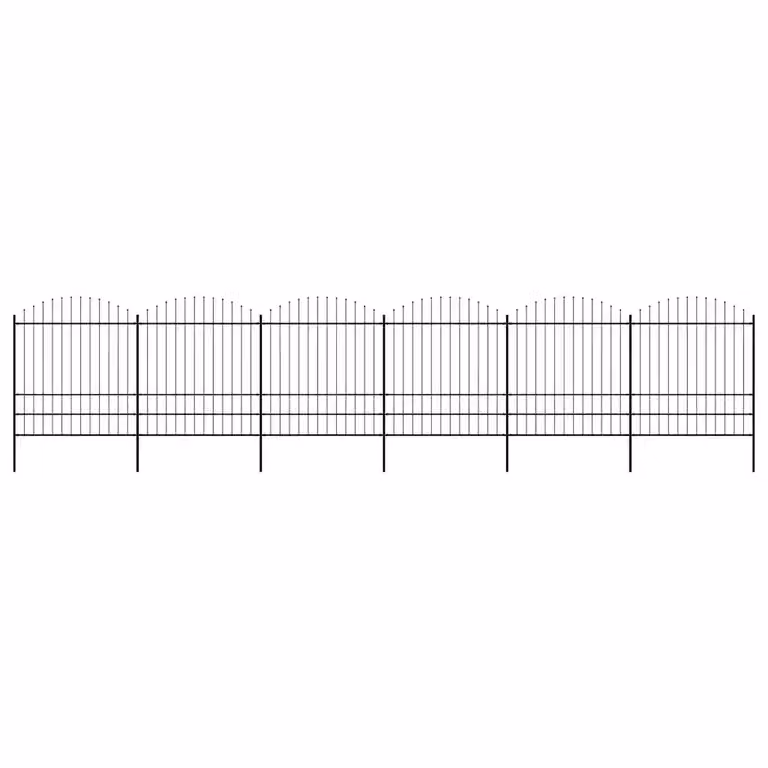 Recinzione da giardino con punta a lancia in acciaio nera vidaXL L: 1005 cm, H: 200 cm