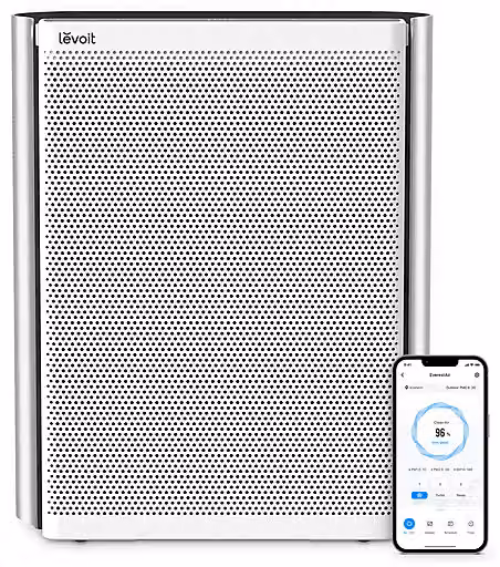 Purificatore d'aria intelligente Levoit EverestAir P Smart Silver per ambienti fino a 130mq con monitoraggio della qualità dell'aria e prefiltro lavabile LVEL551SA