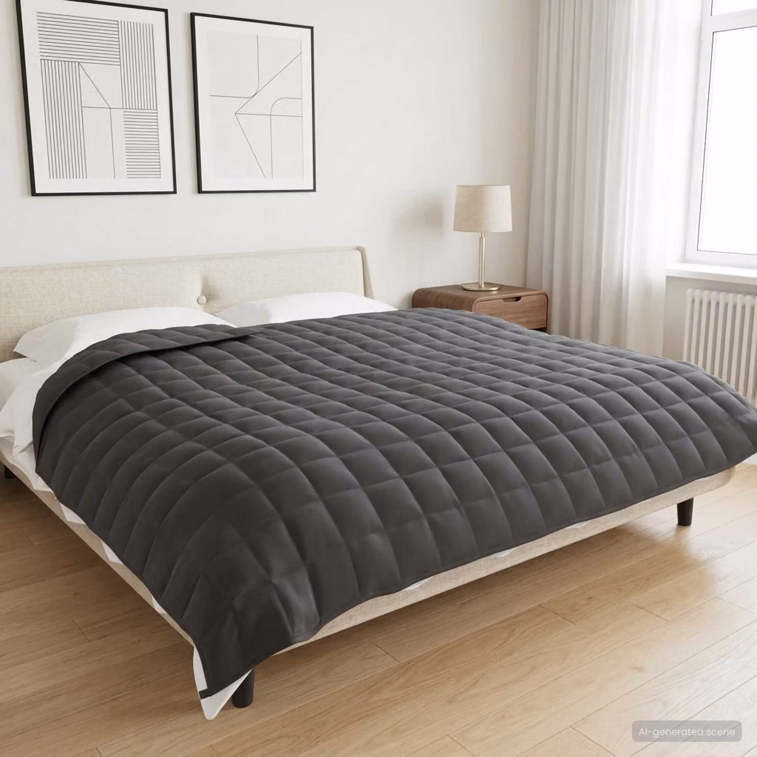 Coperta Ponderata vidaXL Antracite in 100% Cotone, L 200 cm x P 230 cm, 9 kg