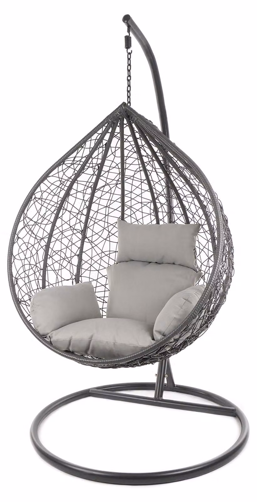 Sedia a dondolo con cuscino - Cuscino grigio, struttura in rattan sintetico - Portata massima: 140 kg