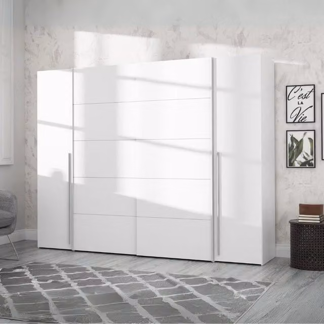 Armadio Callia con 2 ante battenti e 2 ante scorrevoli colore bianco 270.3x61.2xH210.5 cm.