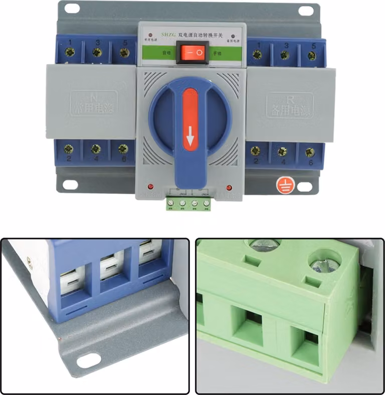 1 pezzo 400V 63A 3P Mini interruttore automatico intelligente a doppia alimentazione Interruttore di potenza