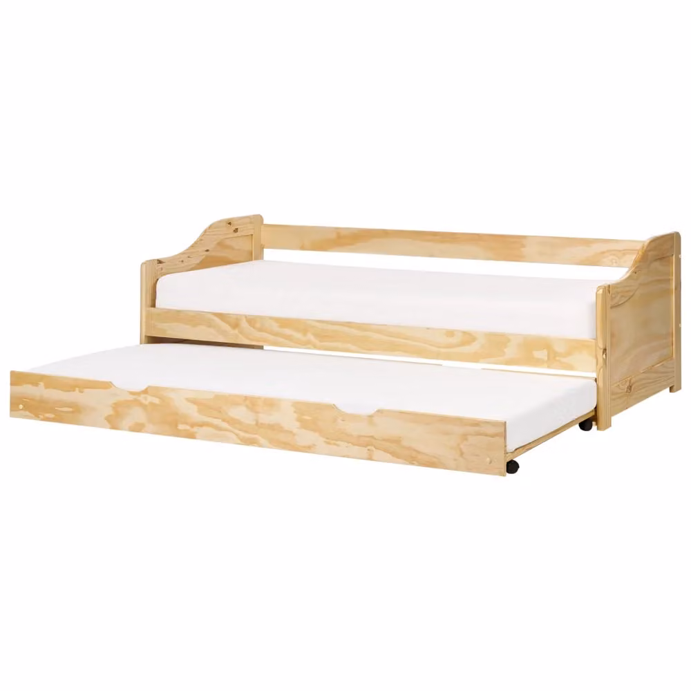 Letto singolo a scomparsa Beliani in legno di pino oliato marrone per bambini, L/P/H: 206 x 90 x 120 cm – 2