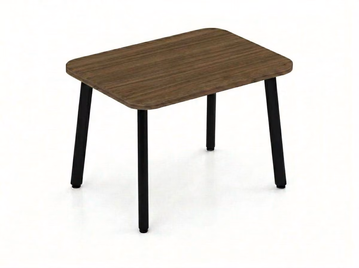 Tavolino da soggiorno moderno, aspetto legno, colore marrone, con gambe robuste