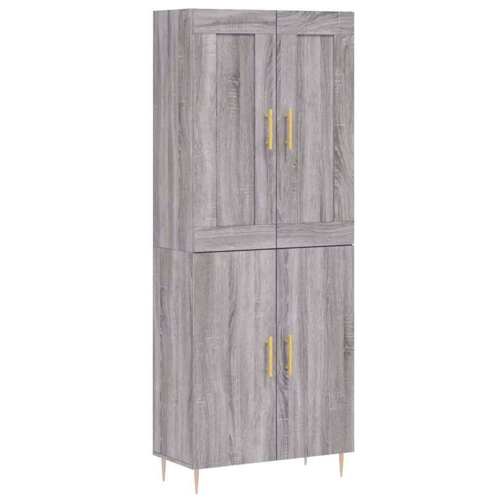 Credenza moderna vidaXL in legno e metallo, Grigio, L: 69,5 cm, P: 34 cm, H: 180 cm – 2