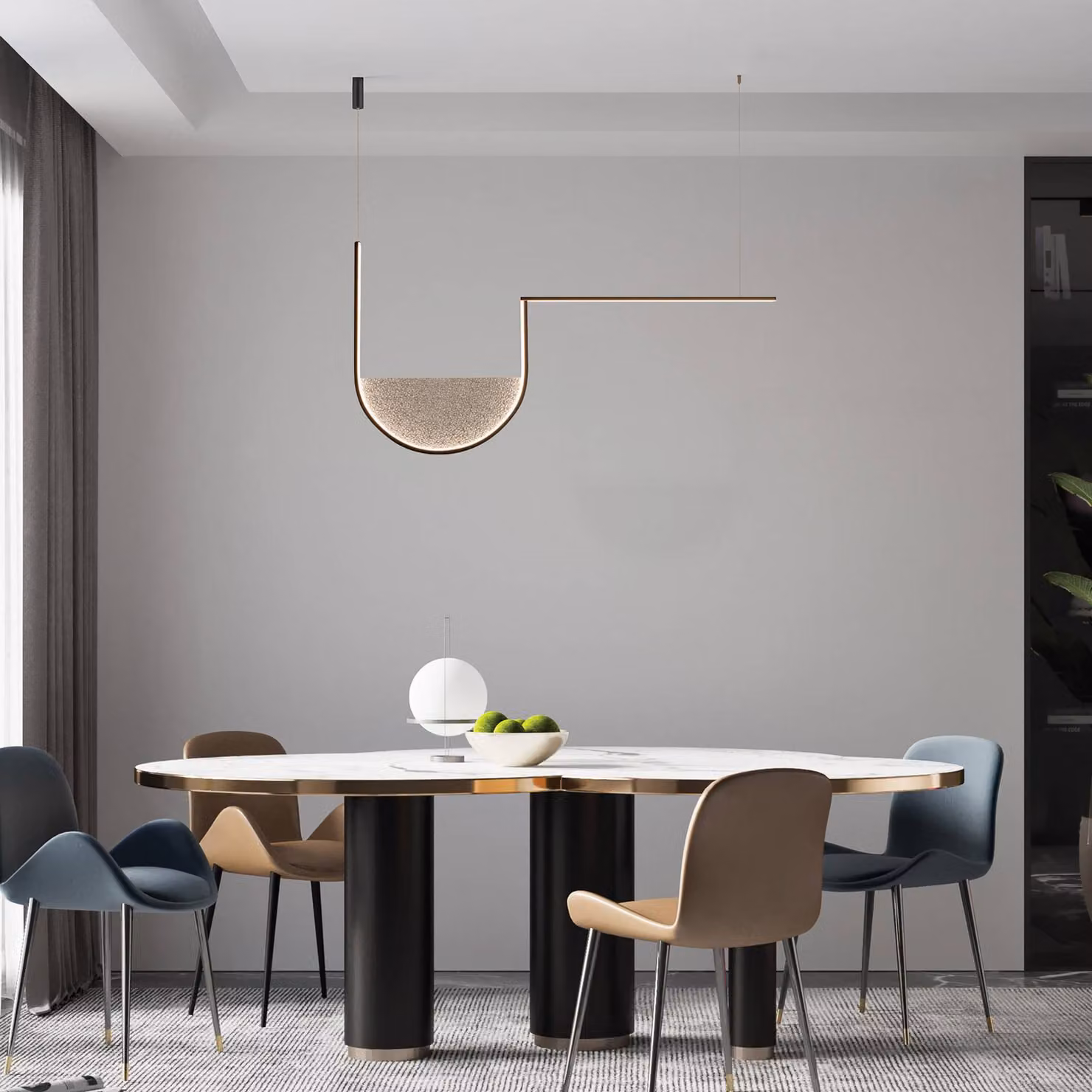 Zambelis Lampada a sospensione 23170, dimmerabile, Nero, Soggiorno / Sala da pranzo, Alluminio, Moderno, Lampada a sospensione
