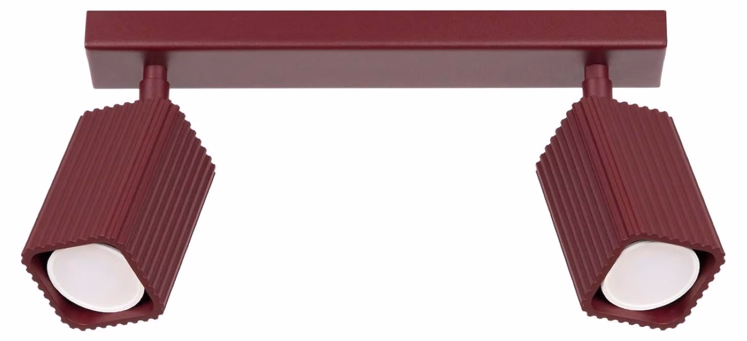 Plafoniera RAYO 2 bordeaux 2xGU10 10W alluminio 16,5x6x30cm Sollux Lighting
