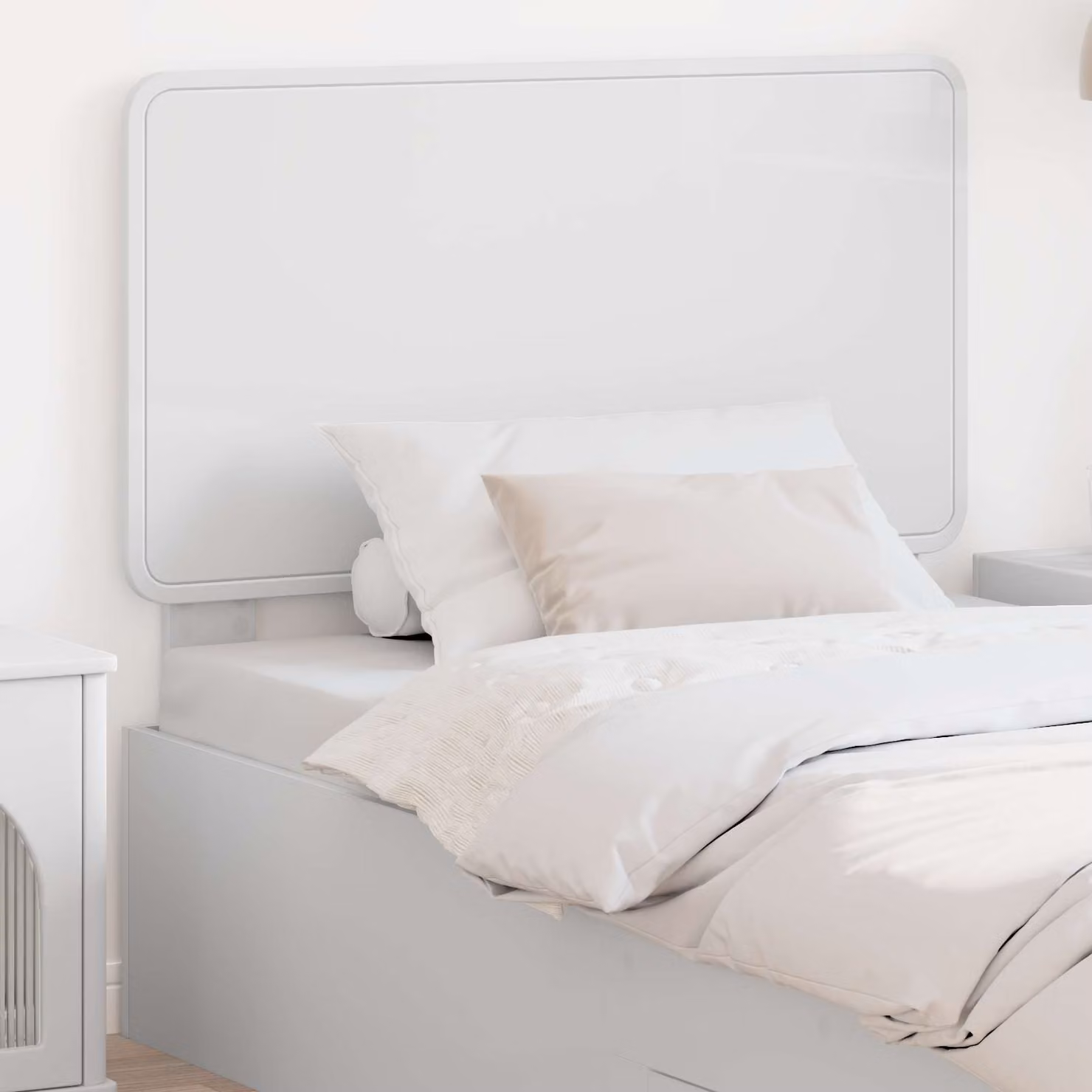 Testiera per letto moderna vidaXL in legno ingegnerizzato bianco lucido