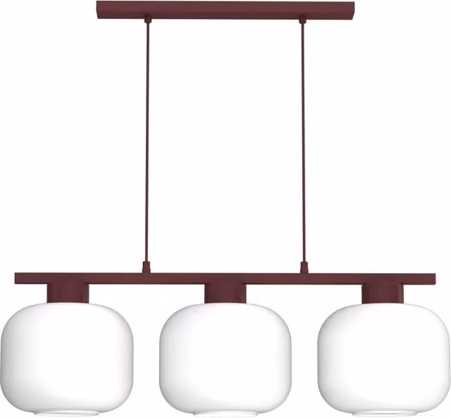 Lampada sospesa Galante a 3 luci moderna in metallo e vetro bianco con attacco E27 e funzione dimmabile