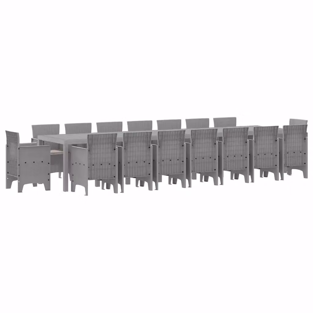 Set da pranzo da giardino moderno vidaXL in rattan grigio con 17 pezzi – 2