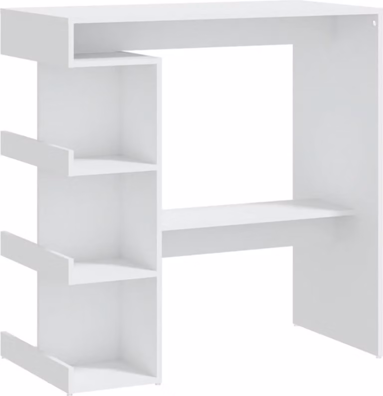 Tavolo da Bar con Ripiani Bianco 100x50x101,5 cm in Truciolato