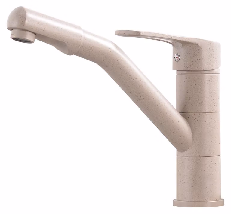 Miscelatore monocomando per lavello da cucina, girevole a 360°, color beige