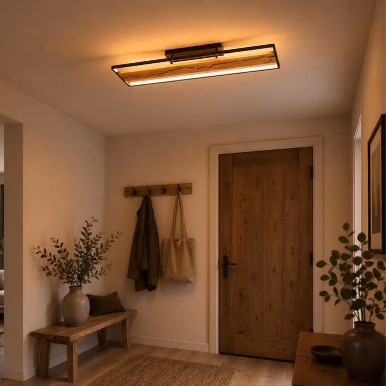 Lampada a soffitto a LED, diametro 100 cm, 6000 lumen, materiali: metallo, legno, plastica, colore: marrone/nero