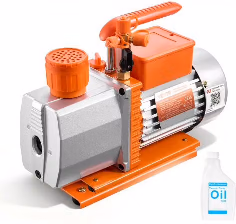 Pompa per Vuoto VEVOR Monostadio 7 CFM 198 L/min Arancione per HVAC e Manutenzione Veicoli R134a R22 R410a R1234YF R32