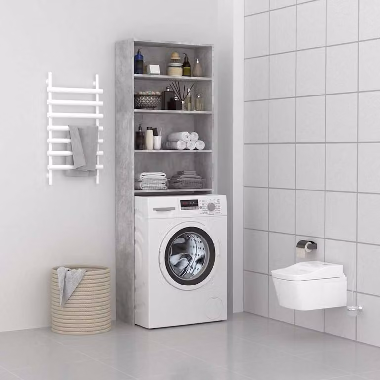 Mobile per lavatrice vidaXL moderno in legno MDF grigio, L: 64 cm, P: 24 cm, H: 190 cm