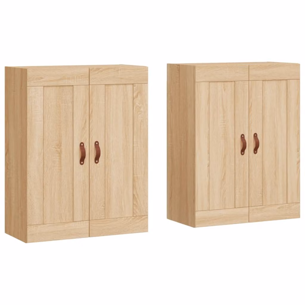 Armadietti a Parete 2 pz Rovere Sonoma in Legno Multistrato
