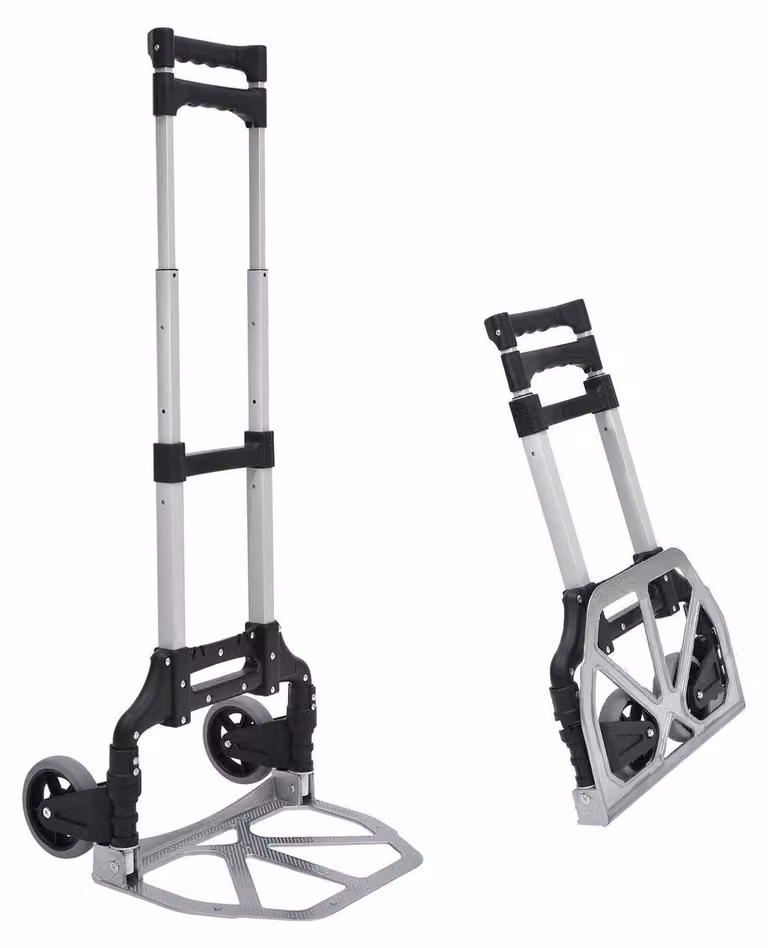 HOMCOM Carrello a mano in alluminio, carrello da trasporto, carrello a due ruote, carrello impilabile, 70 kg, pieghevole