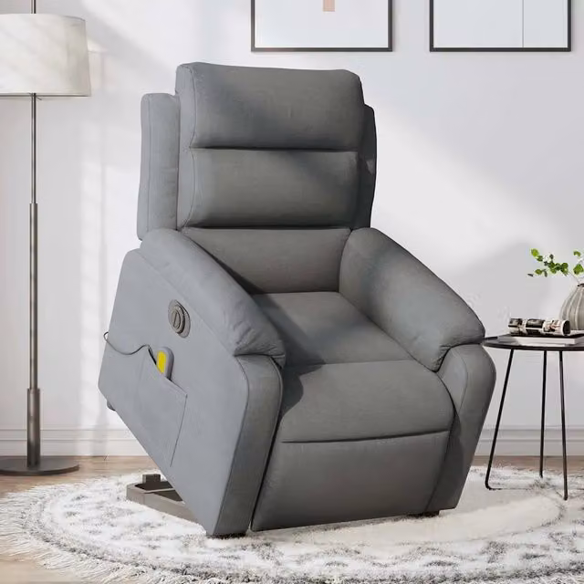 Poltrona Alzapersona con Assistenza Elettrica vidaXL Grigia in Tessuto e Schiuma per Senior