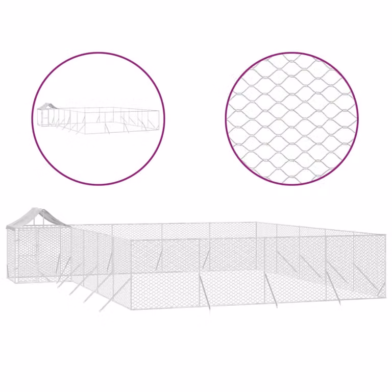 Cuccia Cani da Esterno Tetto Argento 10x8x2,5 m Acciaio Zincato