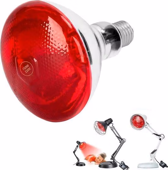 Lampada a infrarossi da 150 W per rettili, lampada per crogiolarsi al sole, luce rossa