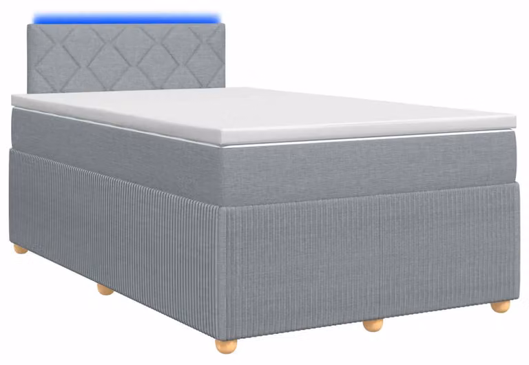 Letto a molle con materasso grigio chiaro 120 x 190 cm in tessuto
