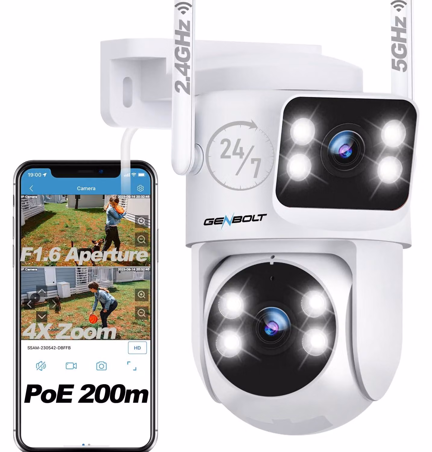 Telecamera di sicurezza esterna Wi-Fi, telecamera di videosorveglianza con doppia lente