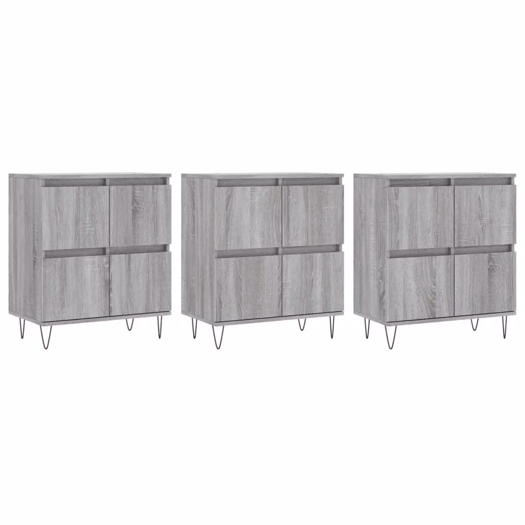 Credenze 3 pz Grigio Sonoma in Legno Multistrato