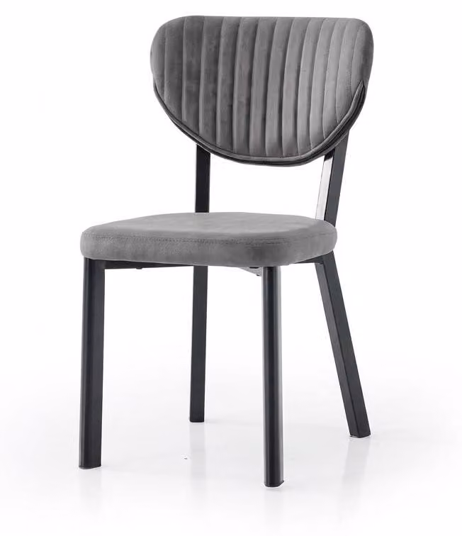 Sedia grigia, comoda, morbida, in tessuto e metallo, moderna, confortevole, elegante