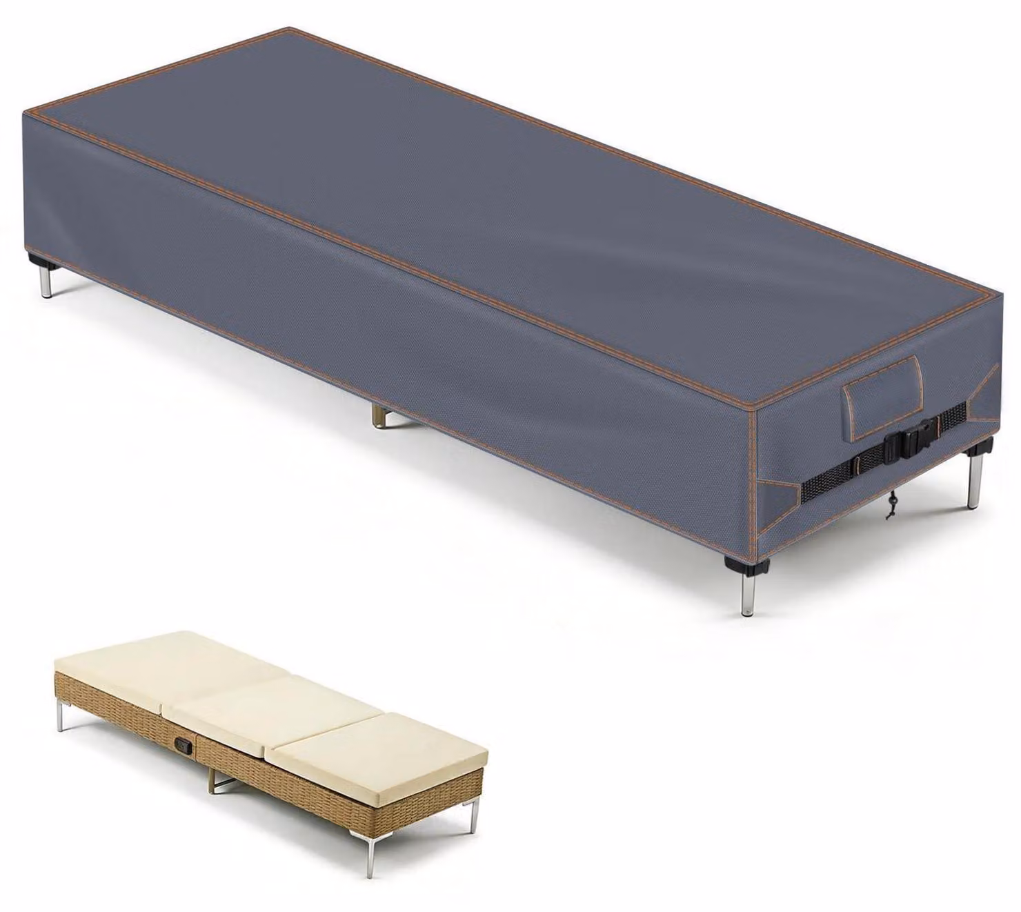 Copertura per sedia da giardino, dimensioni 210x75x40 cm, impermeabile, tessuto Oxford 420D, protezione UV, colore grigio