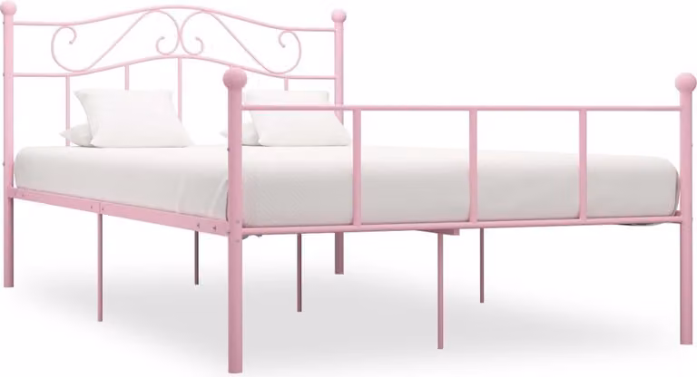 The Living Store Struttura letto in metallo rosa 140×200 cm
