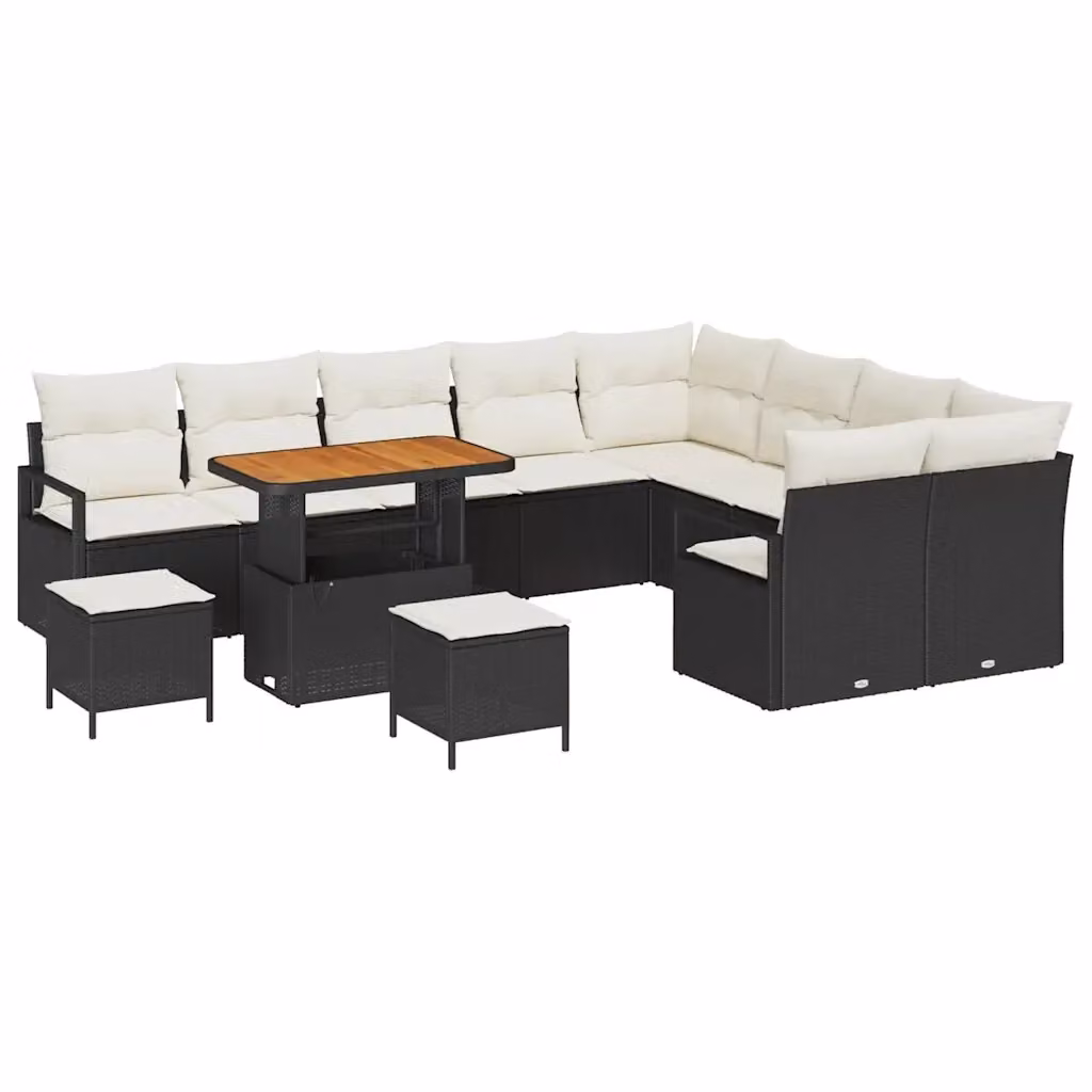 Set Divano da Giardino Moderno vidaXL in Polyrattan e Legno di Acacia Nero – 2