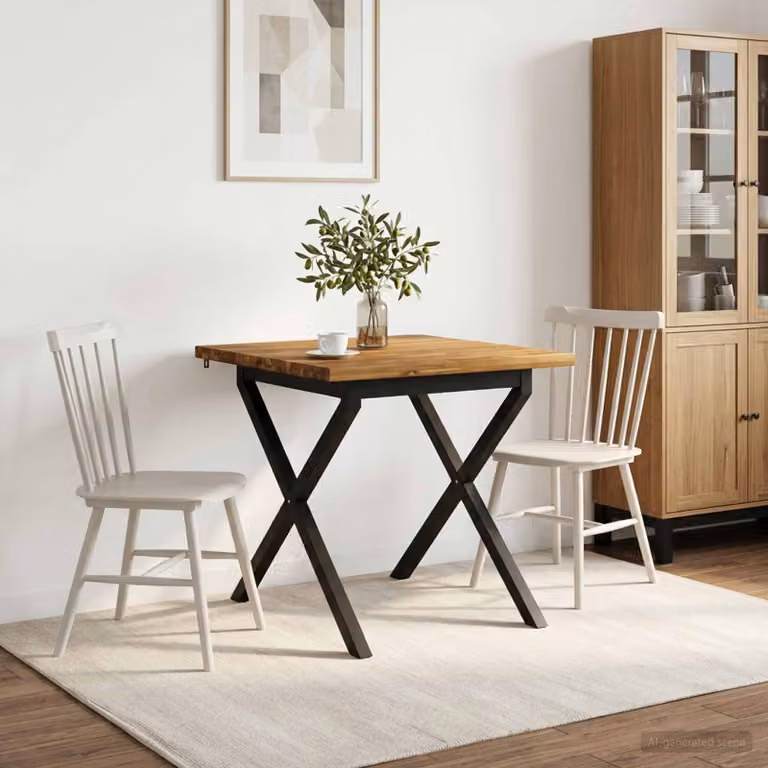 vidaXL 70 x 70 x 75 cm Legno di Acacia Massello Naturale e Nero