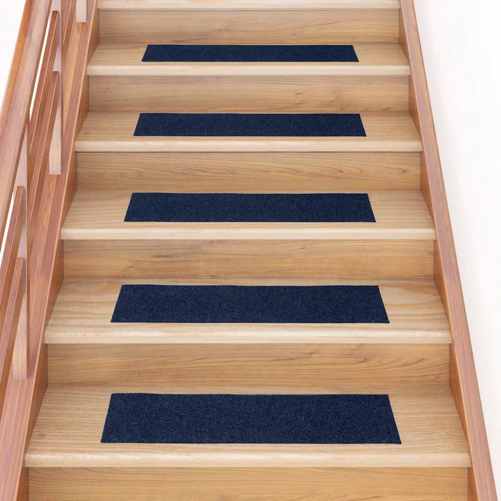 Set di 30 tappetini per scale autoadesivi vidaXL, rettangolari, blu navy, 76 x 20 cm