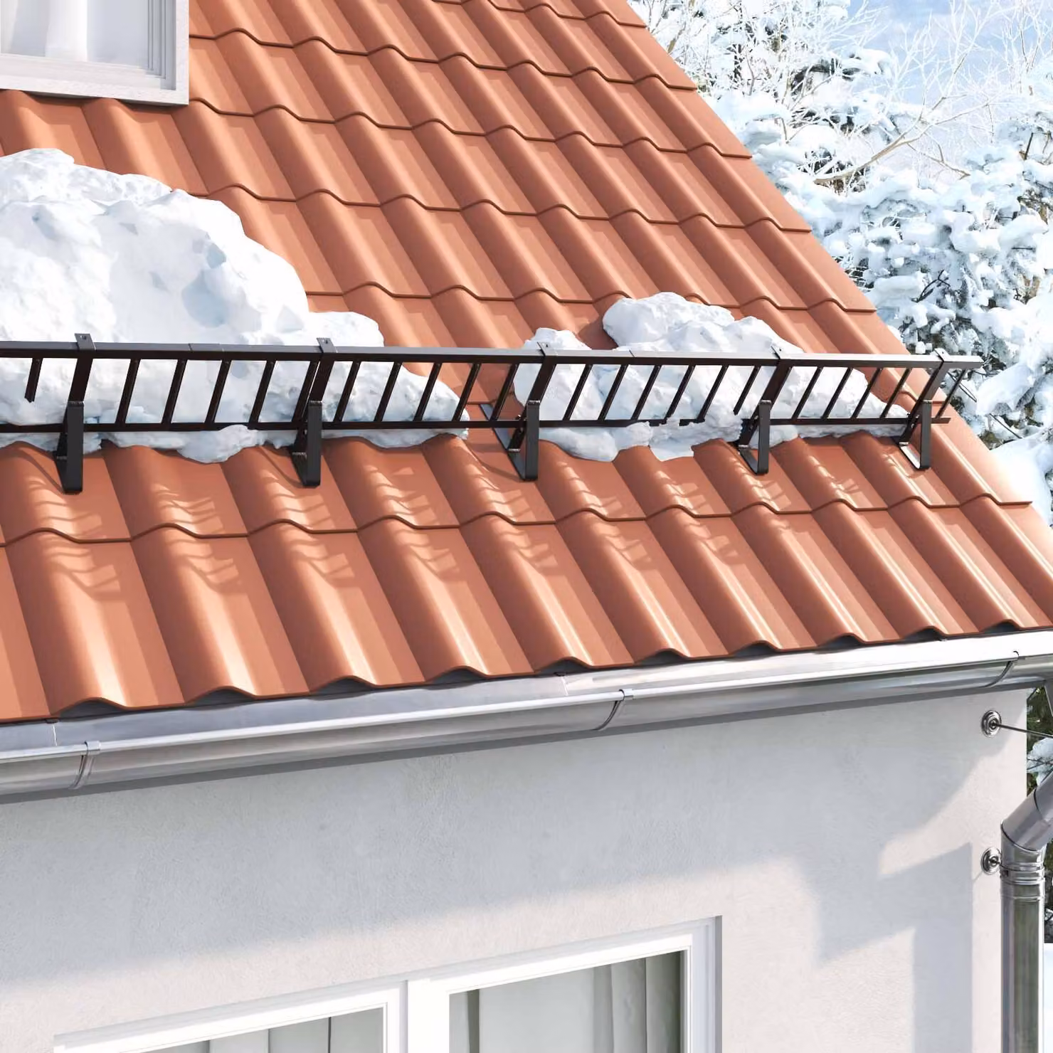Guardia per neve sul tetto Nero 100 x 2,5 x 20 cm Acciaio